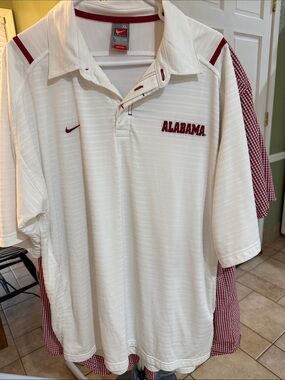 Nike White Polo with Crimson Alabama Embroidery